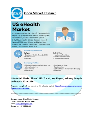 US eHealth Market Share 2020: Trends, Key Players, Industry Analysis and Report 2019-2026