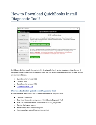 How to Download QuickBooks Install Diagnostic Tool