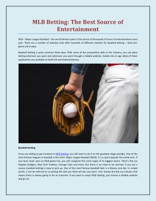 MLB Betting: The Best Source of Entertainment