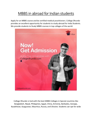 MBBS colleges in Abroad for Indian Students