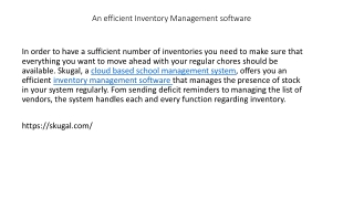 An efficient Inventory Management software