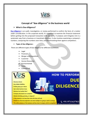 Concept of “due diligence” in the business world  use in blogger