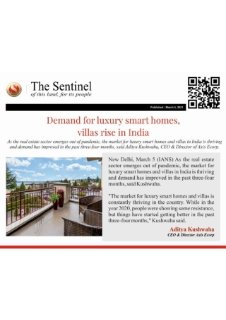 Demand for Luxury Smart Homes, Villas Rise in India