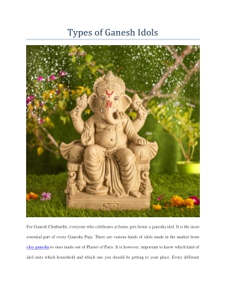 Types of Ganesh Idols