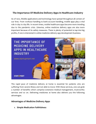 The Importance Of Medicine Delivery Apps In Healthcare Industry