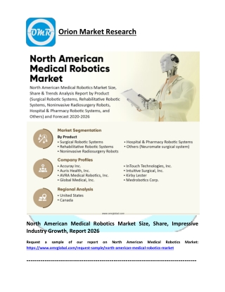 North American Medical Robotics Market Share 2020: Trends, Key Players, Industry Analysis, Report to 2026