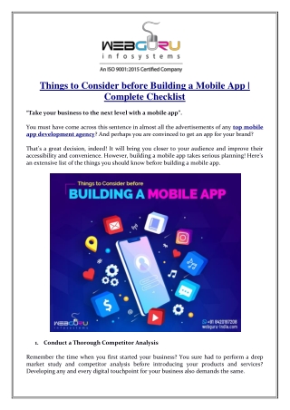 Things to Consider before Building a Mobile App | Complete Checklist