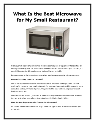 Multitasking Commercial Microwave Oven