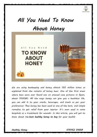 All You Need To Know About Honey