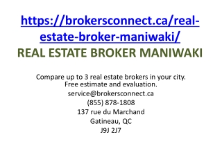 Real Estate Broker Maniwaki.
