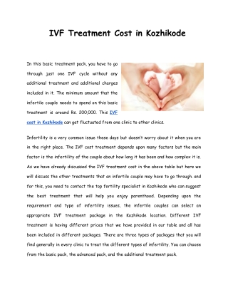 IVF Treatment Cost in Kozhikode | Low-cost IVF Centres in Kozhikode - Vinsfertility Pvt. Ltd.