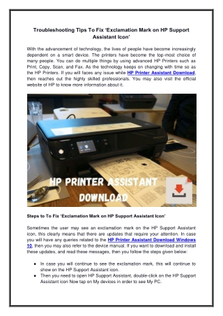 Troubleshooting Tips To Fix ‘Exclamation Mark on HP Support Assistant Icon’