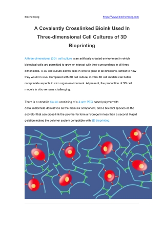 A Covalently Crosslinked Bioink Used In Three-dimensional Cell Cultures of 3D Bioprinting