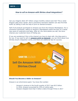 How to sell on Amazon with Shirtee.cloud integrations?