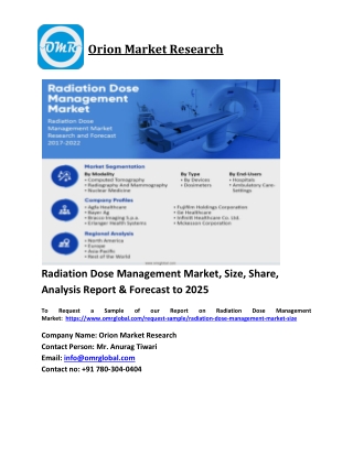 Radiation Dose Management Market Trends, Size, Competitive Analysis and Forecast 2019-2025