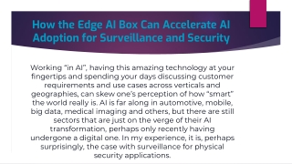 How the Edge AI Box Can Accelerate AI Adoption for Surveillance and Security