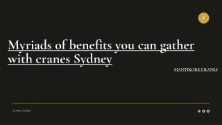 MYRIADS OF BENEFITS YOU CAN GATHER WITH CRANES SYDNEY