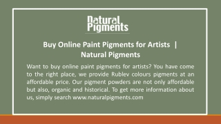 Buy Online Paint Pigments for Artists  | Natural Pigments