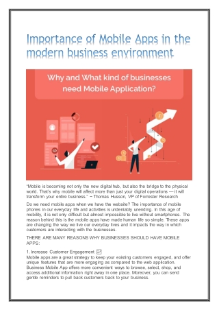 Importance of Mobile Apps in the Modern Business Environment