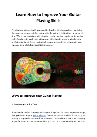 Learn How to Improve Your Guitar Playing Skills