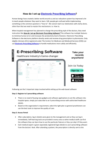 How do I set up Electronic Prescribing Software?