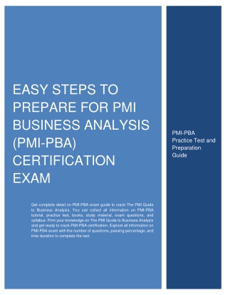 Easy Steps to Prepare for PMI Business Analysis (PMI-PBA) Certification Exam