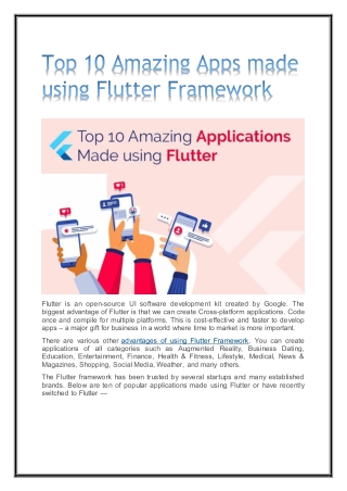 Top 10 Amazing Apps Made Using Flutter Framework