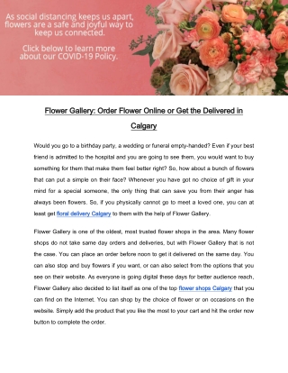 Flower Gallery: Order Flower Online or Get the Delivered in Calgary