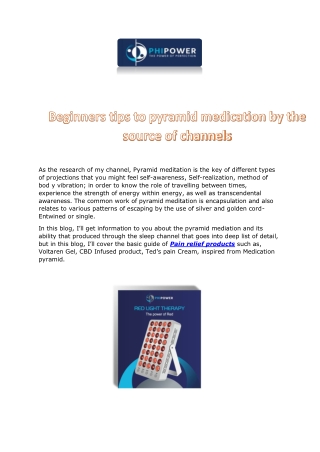 Beginners tips to pyramid medication by the source of channels