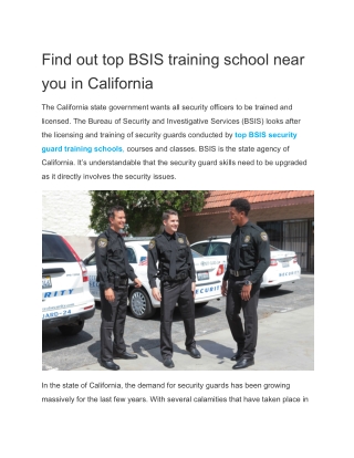 Find out top BSIS training school near you in California