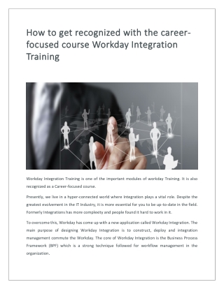 How to get recognized with the career-focused course Workday Integration Training