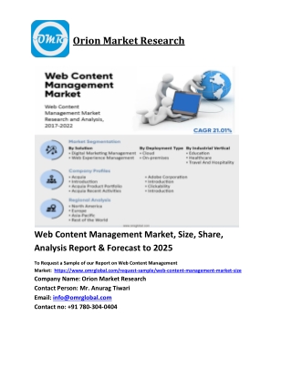 Web Content Management Market Trends, Size, Competitive Analysis and Forecast 2019-2025