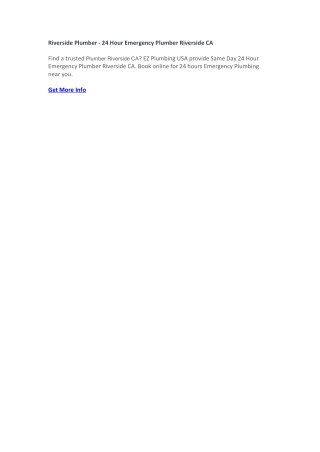 Riverside Plumber - 24 Hour Emergency Plumber Riverside CA