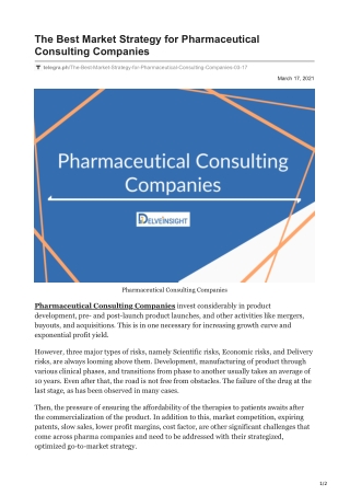 Pharmaceutical Consulting Companies