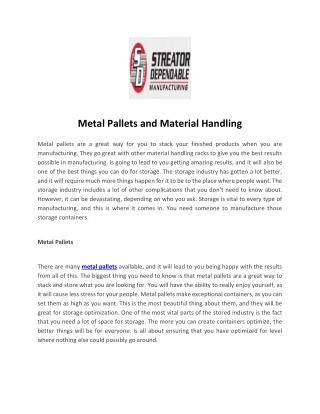 Metal Pallets and Material Handling