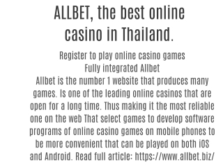 ALLBET, the best online casino in Thailand.