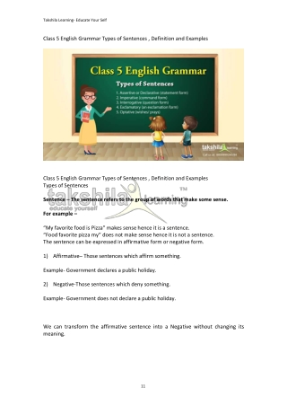 Types of Sentences : Definition and Examples | Class 5 English Grammar