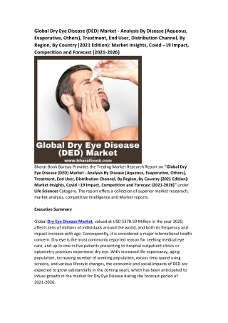 Worldwide Dry Eye Disease Market Report Forecast to 2026