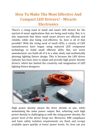 How To Make The Most Effective And Compact LED Drivers - Miracle Electronics