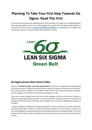 How To Take Your First Step Towards Six Sigma Career Path
