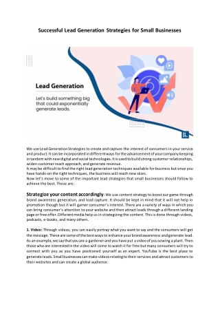 Successful Lead Generation Strategies for Small Businesses | Banyanbrain