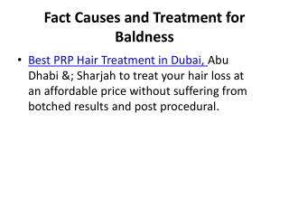 Fact Causes and Treatment for Baldness