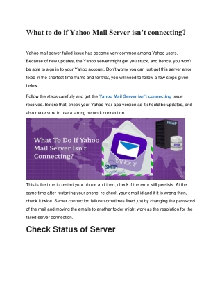 What to do if Yahoo Mail Server isn’t connecting?