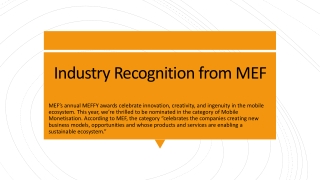 Industry Recognition from MEF