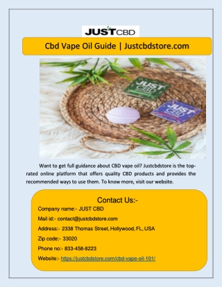 Cbd Vape Oil Guide | Justcbdstore.com