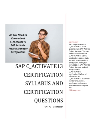 [2021] SAP C_ACTIVATE13 Certification Syllabus and Certification Questions