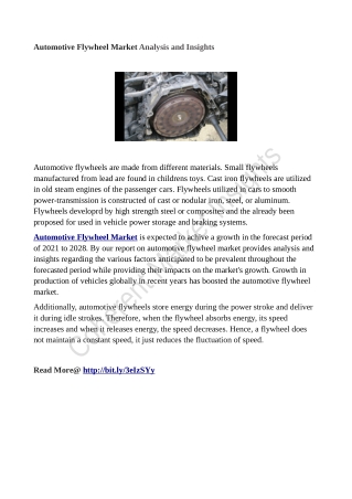 Automotive Flywheel Market Analysis and Insights