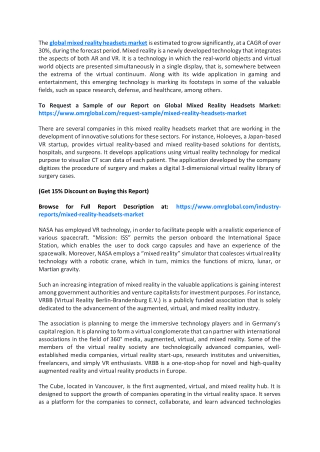 Global Mixed Reality Headsets Market | Segmentation, Outlook, Industry Report to 2025