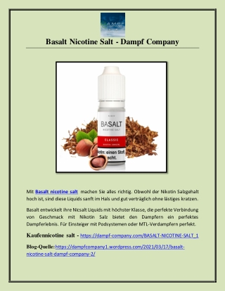 Basalt Nicotine Salt - Dampf Company