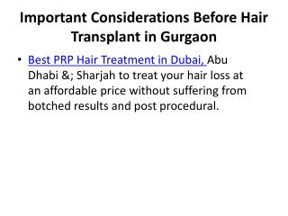 Important Considerations Before Hair Transplant in Gurgaon